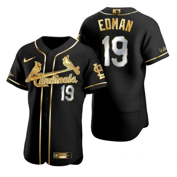 Custom Men’s Tommy Edman St. Louis Cardinals Flex Base Jersey Black Golden Black Golden