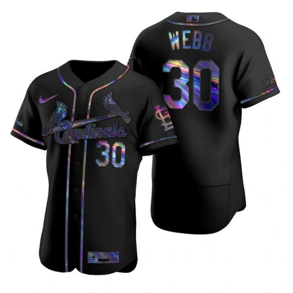 Custom Men’s Tyler Webb St. Louis Cardinals Flex Base Jersey Cream Black Holographic