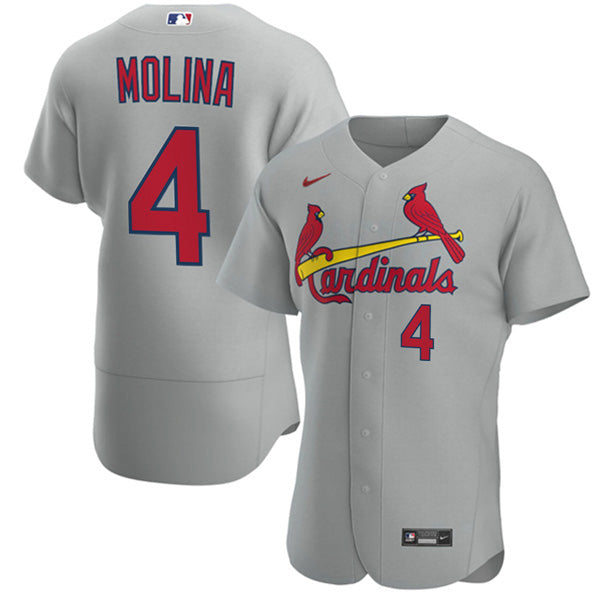 Custom Men’s St. Louis Cardinals Yadier Molina Stitched Jersey – Gray
