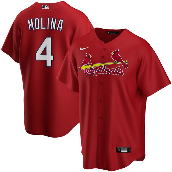 Custom Men’s St. Louis Cardinals Yadier Molina Stitched Jersey Replica – Red