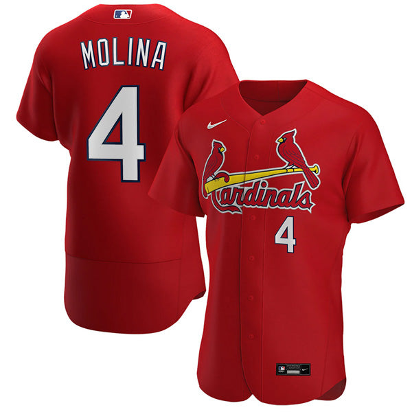 Custom Men’s St. Louis Cardinals Yadier Molina Stitched Jersey – Red