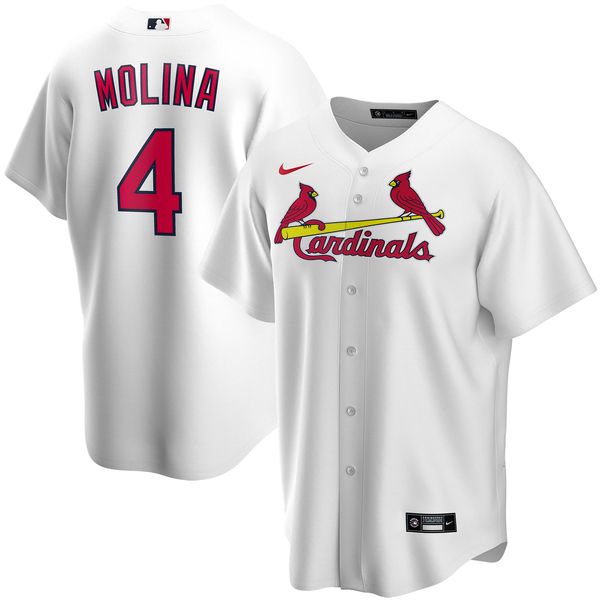 Custom Men’s St. Louis Cardinals Yadier Molina Stitched Jersey Replica – White
