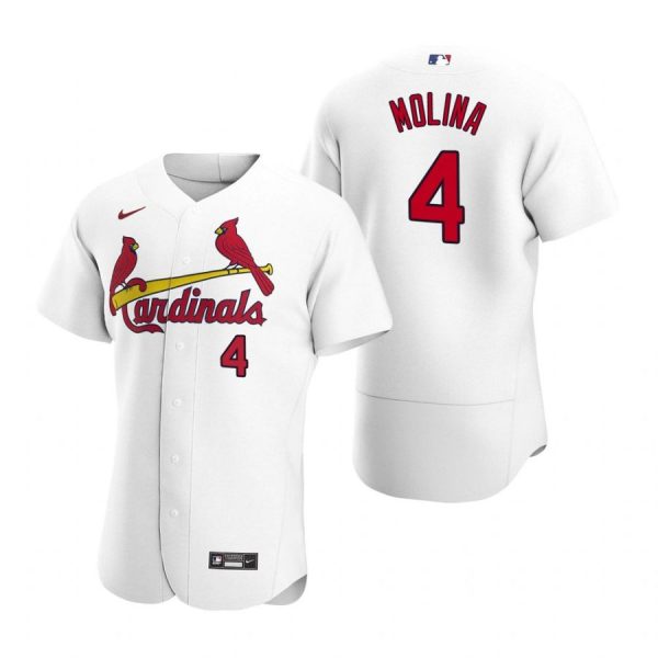 Custom Men’s Yadier Molina St. Louis Cardinals Flex Base Jersey White Golden White