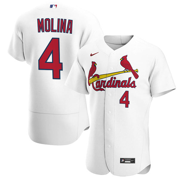 Custom Men’s St. Louis Cardinals Yadier Molina Stitched Jersey – White