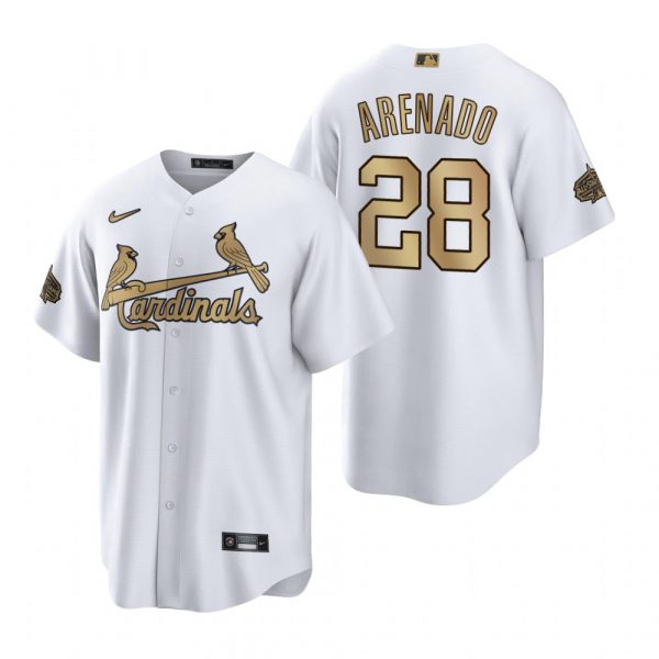 Custom Men’s Cool Base Nolan Arenado St. Louis Cardinals 2022 MLB All-Star Game White Stitched Jersey